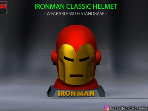 ironman klasik kaskı - stand tabanıyla giyilebilir - marvel comic 3d baskı modeli 3D Baskı Modeli