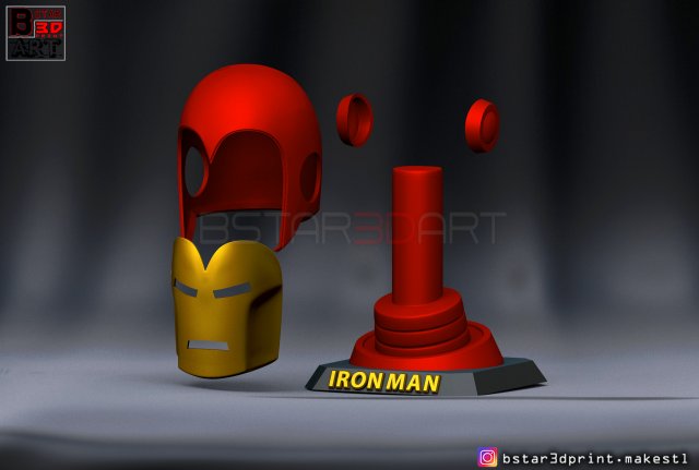 ironman classic helmet wearable with standbase marvel comic 3d print model 3D