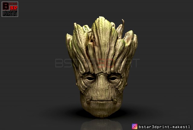 groot mask - guardians of the galaxy - marvel comics cosplay 3d print model Model Cetak 3D .c4d .max .obj .3ds .fbx .stl .blend 