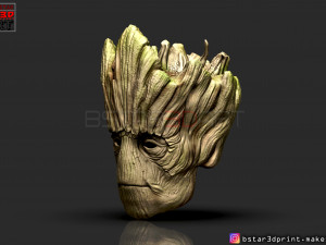 groot mask - guardians of the galaxy - marvel comics cosplay 3d print model Model Cetak 3D