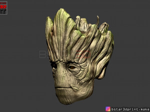 groot mask - guardians of the galaxy - marvel comics cosplay 3d print model Model Cetak 3D
