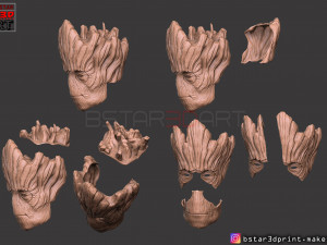 groot mask - guardians of the galaxy - marvel comics cosplay 3d print model Model Cetak 3D