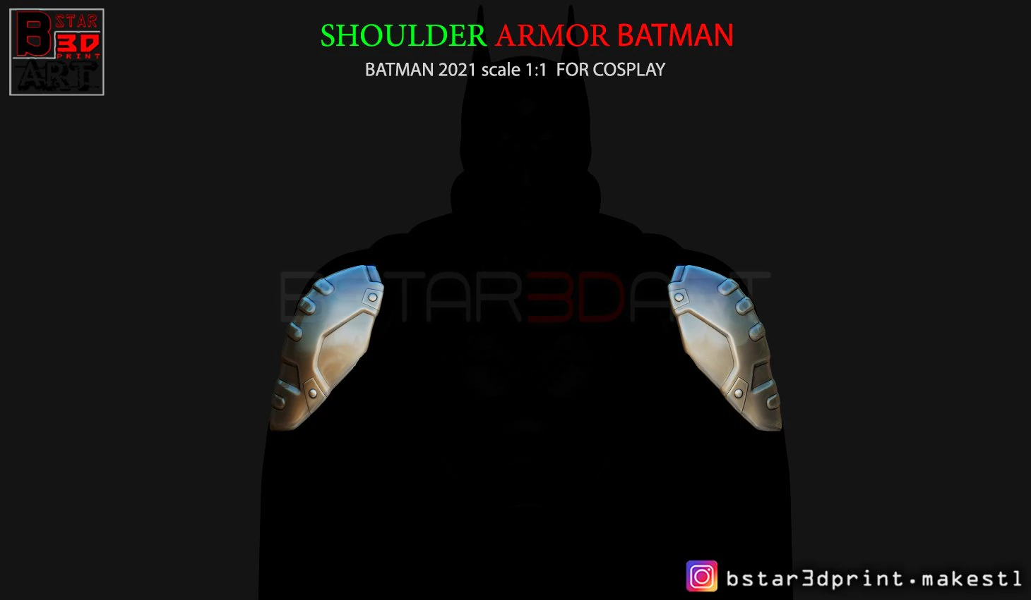 pauldron armor -batman shoulder armor 2021 - robert pattinson 3d print model 3D Print Model .c4d .max .obj .3ds .fbx .stl .blend
