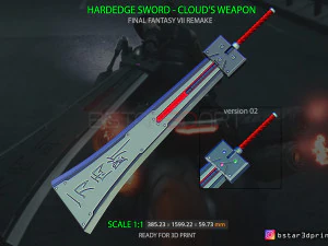 Hardedge Sword Cloud - Final Fantasy VII Remake Modelo de impress&atilde;o 3D Modelo de Impressão 3D