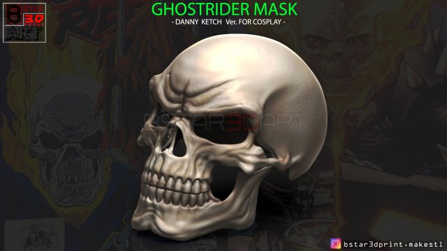ghost rider mask -danny ketch - marvel comics 3d print model 3D Принт Модель .c4d .max .obj .3ds .fbx .stl .blend 