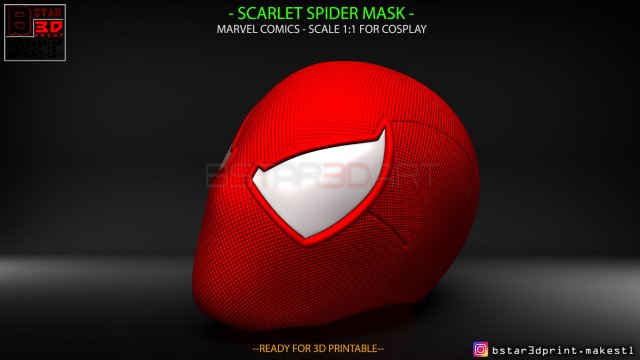 scarlet spider mask -spider man helmet - marvel comics 3d print model 3Dプリントモデル .c4d .max .obj .3ds .fbx .stl .blend 