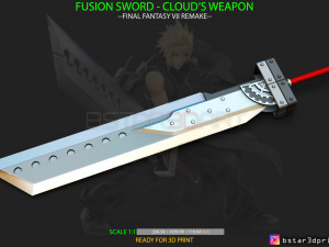 fusion sword cloud - final fantasy vii remake 3d print model 3D Print Model