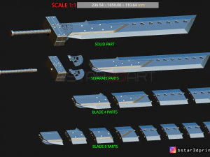 fusion sword cloud - final fantasy vii remake 3d print model 3D Print Model