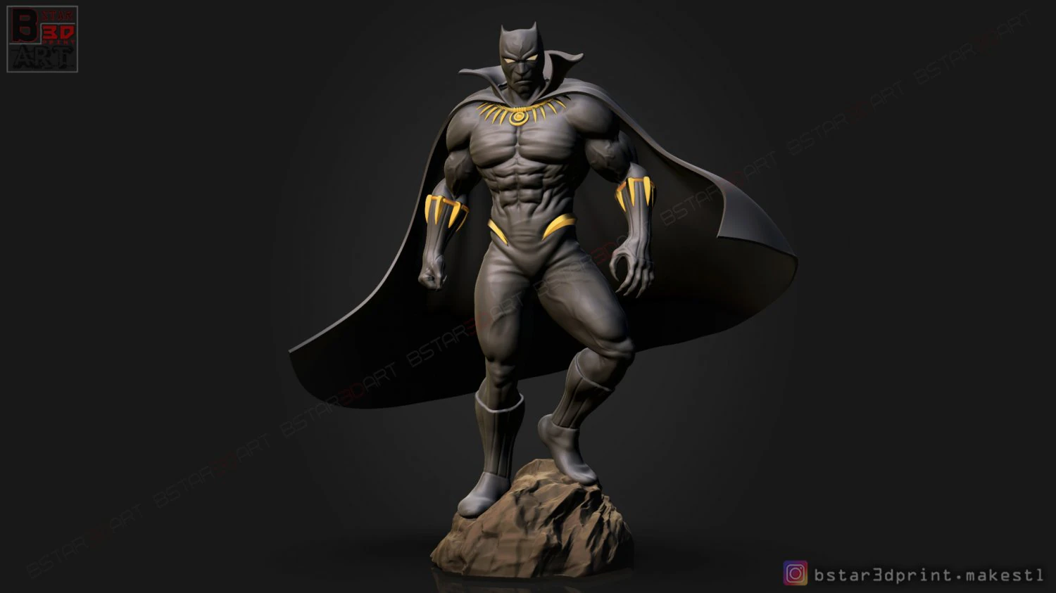 black panther marvel comic fan art 3d print model 3D Print Model .c4d .max .obj .3ds .fbx .stl .blend 