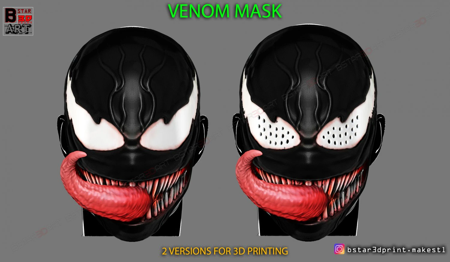 venom mask - marvel cosplay 3D Print Model .c4d .max .obj .3ds .fbx .stl .blend