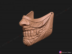 face mask - samurai covid mask -hannya mask cosplay 3d print model 3D-Druckmodell