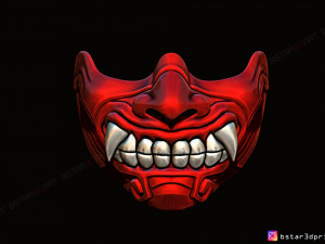 face mask - half samurai mask - halloween costume cosplay Modello di stampa 3D