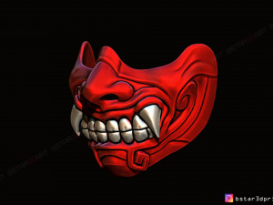 face mask - half samurai mask - halloween costume cosplay Modello di stampa 3D