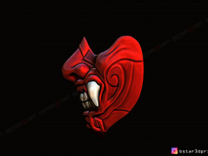 face mask - half samurai mask - halloween costume cosplay Modello di stampa 3D