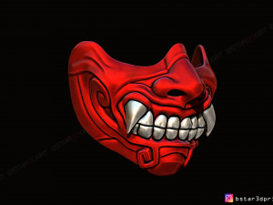 face mask - half samurai mask - halloween costume cosplay Modello di stampa 3D