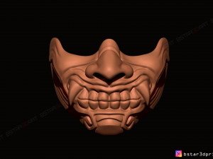 face mask - half samurai mask - halloween costume cosplay Modello di stampa 3D
