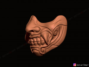 face mask - half samurai mask - halloween costume cosplay Modello di stampa 3D