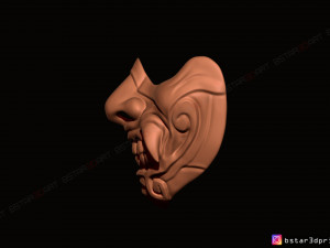 face mask - half samurai mask - halloween costume cosplay Modello di stampa 3D
