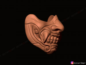face mask - half samurai mask - halloween costume cosplay Modello di stampa 3D