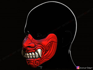 face mask - half samurai mask - halloween costume cosplay Modello di stampa 3D
