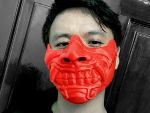 face mask - half samurai mask - halloween costume cosplay Modello di stampa 3D