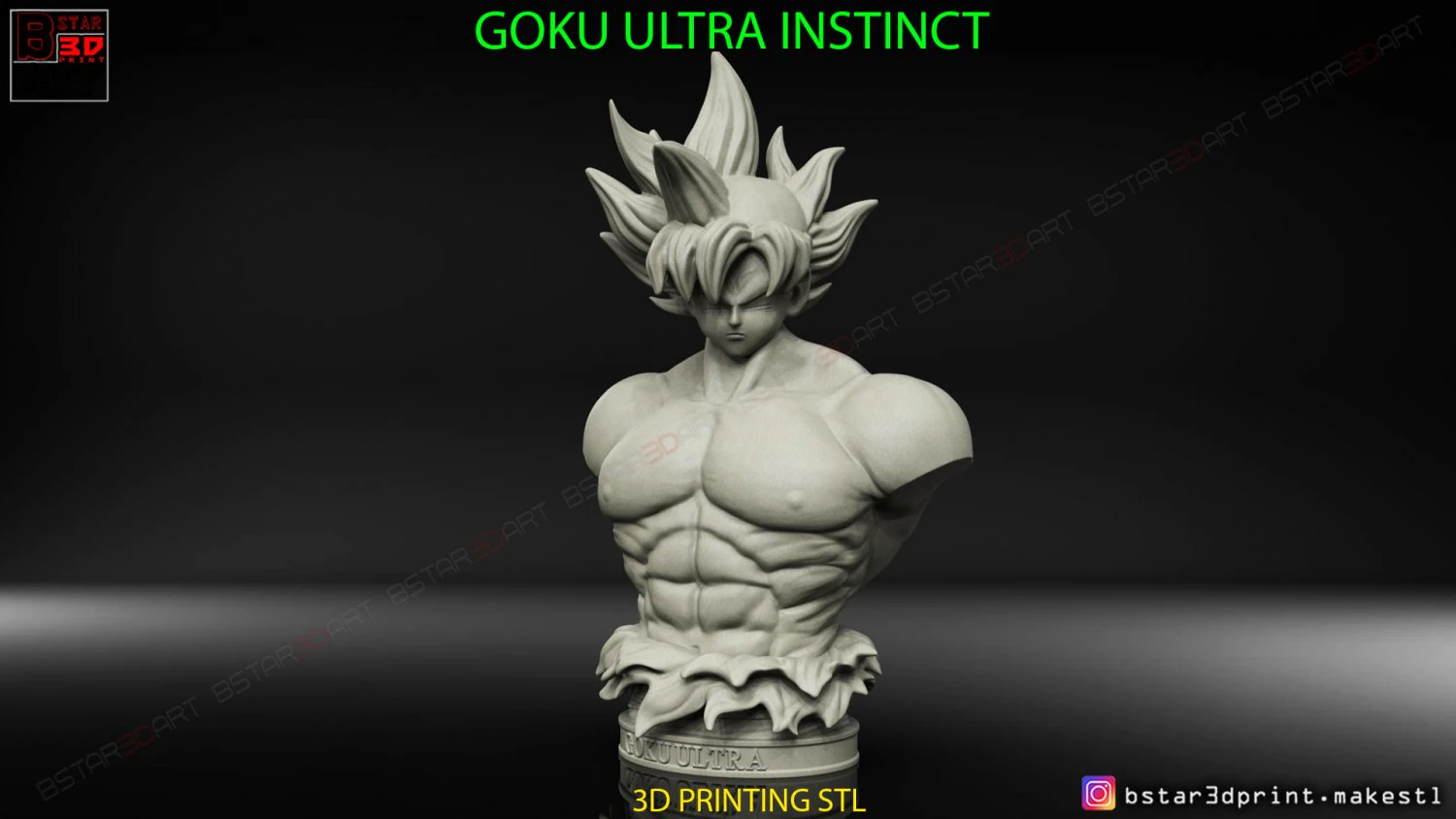 goku ultra instinct bust - dragon ball super 3d print model 3D Print Model .c4d .max .obj .3ds .fbx .stl .blend 