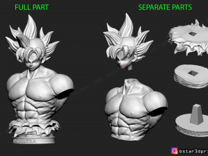 goku ultra instinct bust - dragon ball super 3d print model 3D Print Model