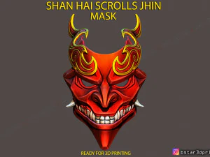 shan hai desplaza la máscara jhin - dios jhin - modelo de impresión 3d de liga de leyendas Modelo de impresión 3D