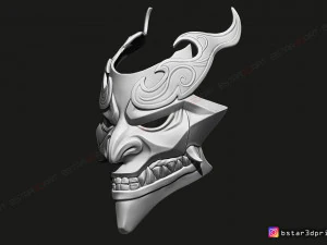 shan hai scrolls jhin mask - jhin god - league of legends 3d print model 3D Print Model