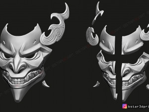 shan hai scrolls jhin mask - jhin god - league of legends 3d print model Modèles 3D en vedette
