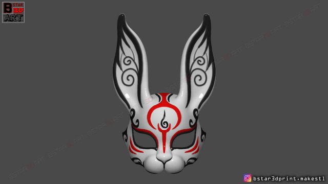 rabbit mask - fox mask - bunny mask - demon kitsune cosplay 3d print model 3D Baskı Modeli .c4d .max .obj .3ds .fbx .stl .blend 