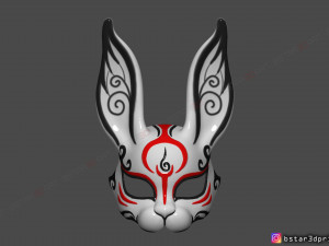 rabbit mask - fox mask - bunny mask - demon kitsune cosplay 3d print model 3D Print Model