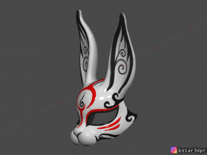 rabbit mask - fox mask - bunny mask - demon kitsune cosplay 3d print model 3D Baskı Modeli