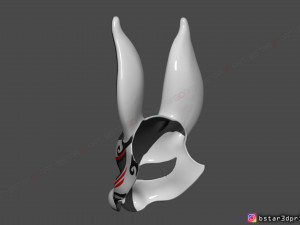 rabbit mask - fox mask - bunny mask - demon kitsune cosplay 3d print model 3D Baskı Modeli