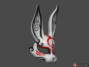 rabbit mask - fox mask - bunny mask - demon kitsune cosplay 3d print model 3D Baskı Modeli