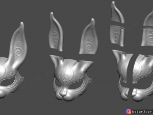 rabbit mask - fox mask - bunny mask - demon kitsune cosplay 3d print model 3D Baskı Modeli