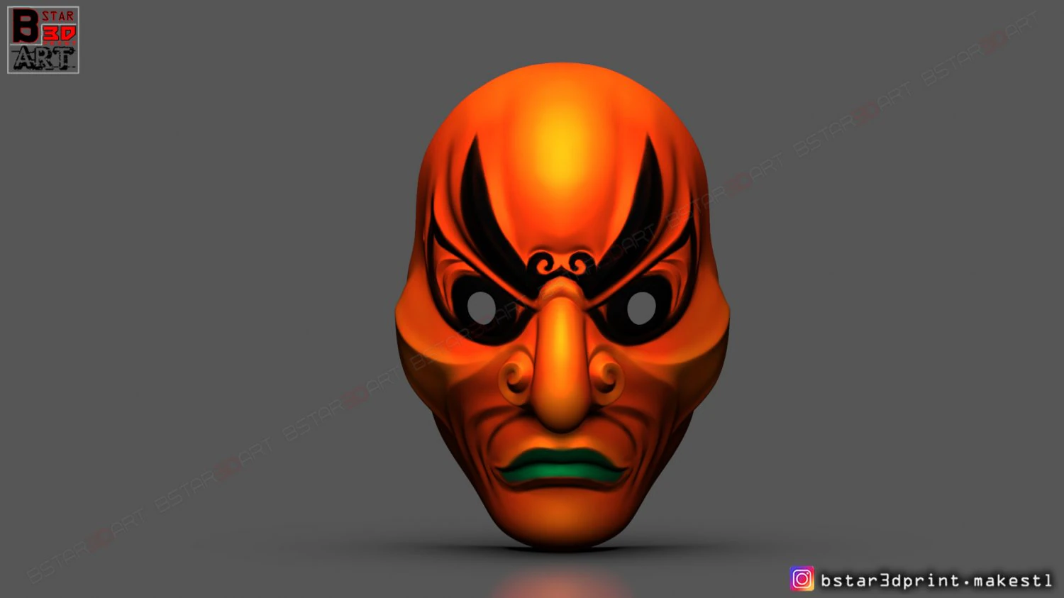 japanese bugaku mask - devil mask -halloween cosplay 3d print model 3D Print Model .c4d .max .obj .3ds .fbx .stl .blend 