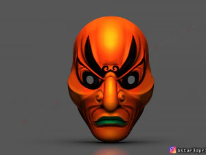 日本 bugaku 面具 - 魔鬼面具 - 万圣节角色扮演 3D 打印模型 3D 打印模型