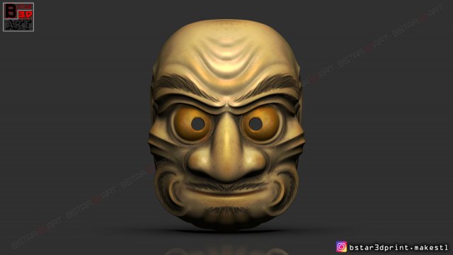 kumasaka mask - noh mask - japanese mask - halloween cosplay 3D 打印模型 .c4d .max .obj .3ds .fbx .stl .blend 