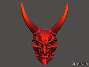 악마 마스크 - 사탄 마스크 - 한냐 마스크 - 할로윈 코스프레 3D 프린트 모델 3D 프린트 모델