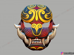 japanese lion mask - devil mask - hannya mask - halloween cosplay 3D Print Model
