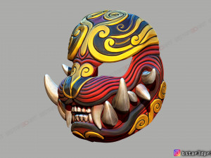 japanese lion mask - devil mask - hannya mask - halloween cosplay Modèles 3D en vedette