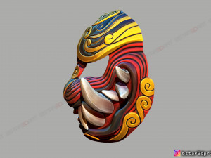 japanese lion mask - devil mask - hannya mask - halloween cosplay Modèles 3D en vedette