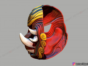 japanese lion mask - devil mask - hannya mask - halloween cosplay Modèles 3D en vedette