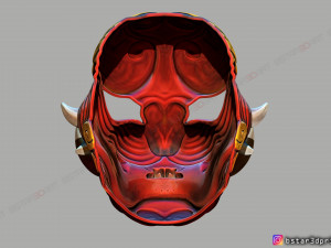 japanese lion mask - devil mask - hannya mask - halloween cosplay Modèles 3D en vedette