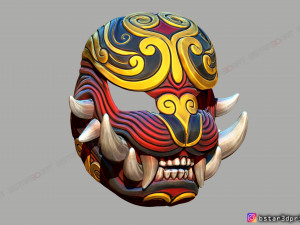 japanese lion mask - devil mask - hannya mask - halloween cosplay Modèles 3D en vedette