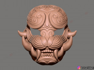 japanese lion mask - devil mask - hannya mask - halloween cosplay Modèles 3D en vedette