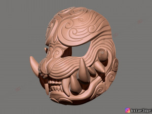 japanese lion mask - devil mask - hannya mask - halloween cosplay Modèles 3D en vedette