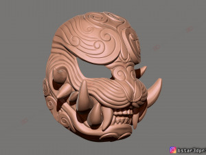 japanese lion mask - devil mask - hannya mask - halloween cosplay Modèles 3D en vedette