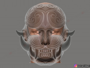japanese lion mask - devil mask - hannya mask - halloween cosplay Modèles 3D en vedette
